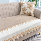Beige Gold Lace Sofa Cover