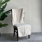 Organic Ecru Plain Chair Cover with Tassels