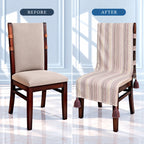 Cream Pinstripe Chair Cover with Maroon Tassels