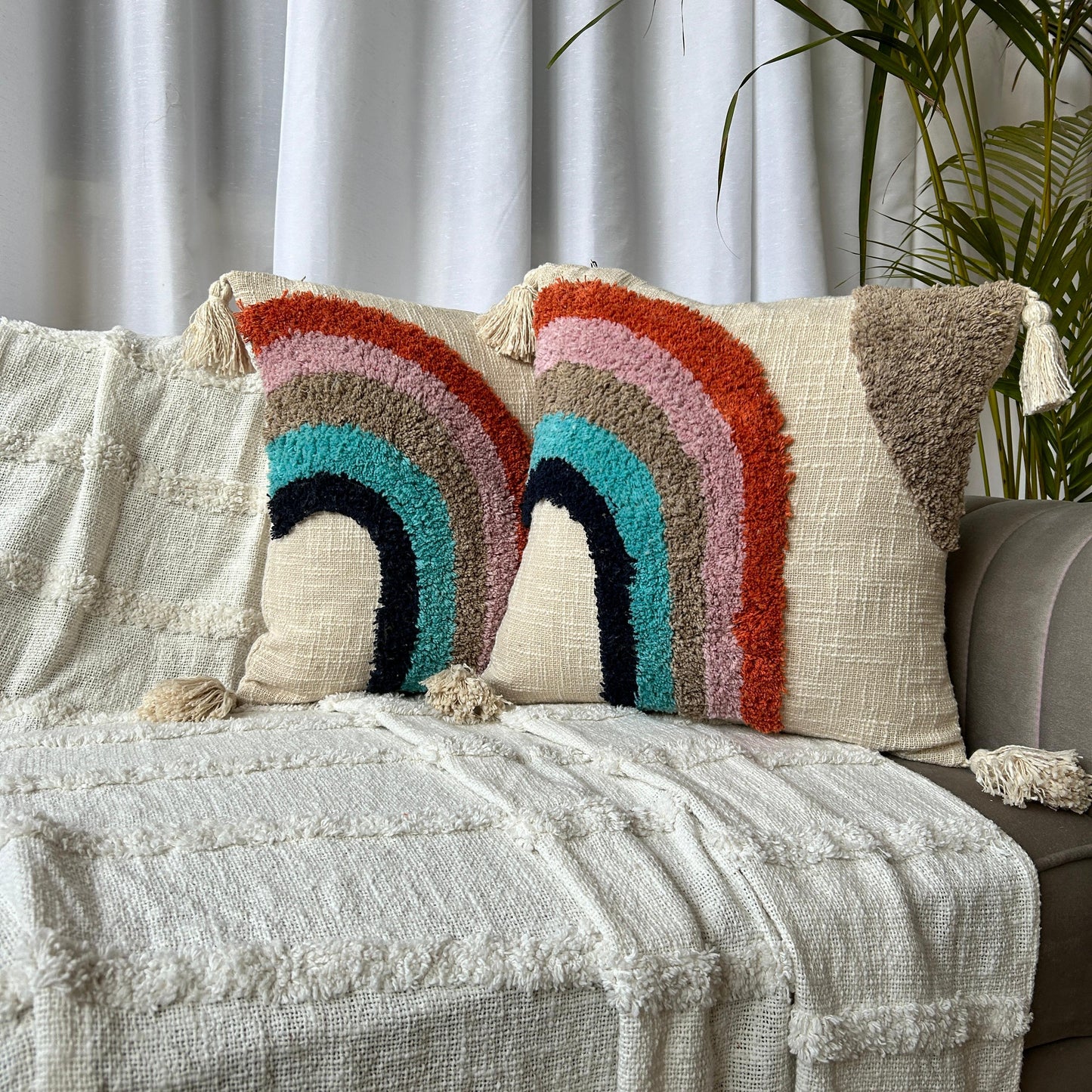 Rainbow Radiance -Tufted Premium Cushion Covers