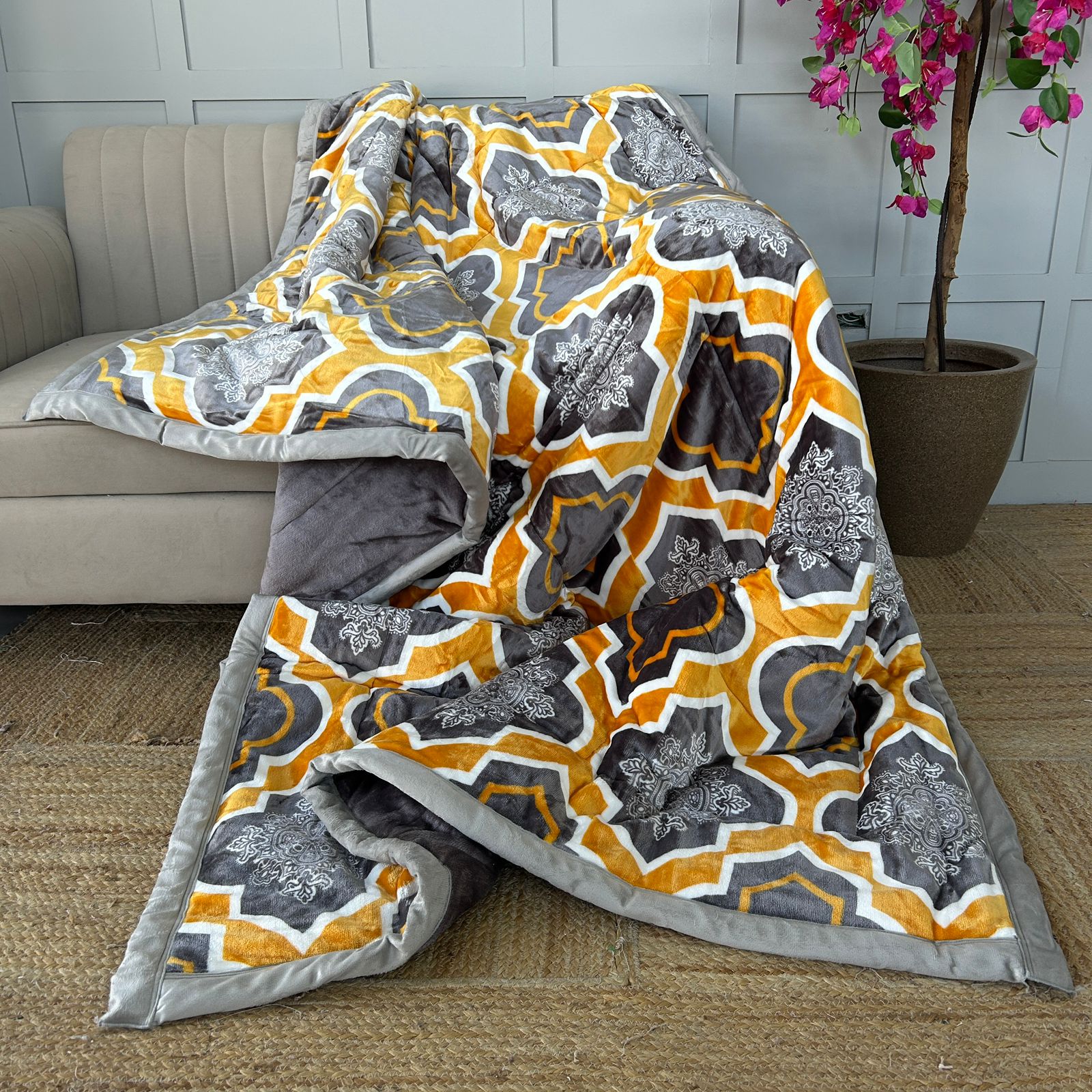 Velvet Chevron Printed Quilt – Available in Single & Double Bed | Export House