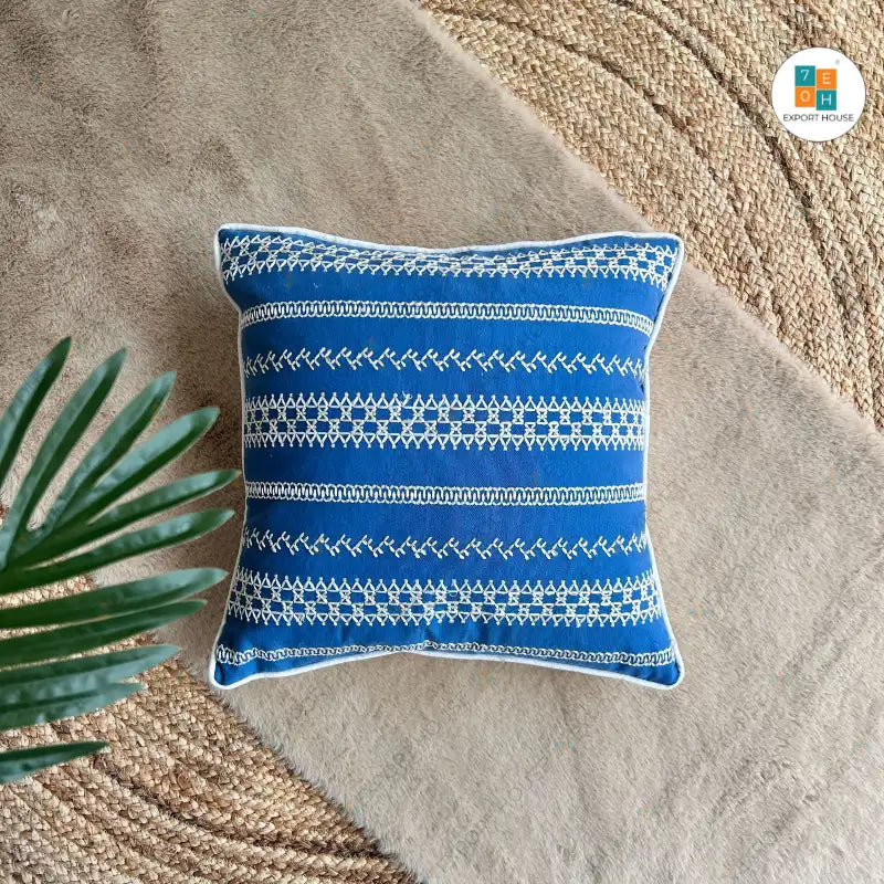 Export House Cotton Embroidered Cushion Cover -  Size:40cm X 40cm (16" X 16")