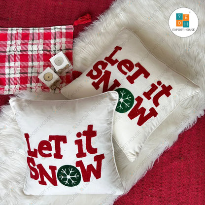 Christmas Themed Cotton Embroidered Cushion Cover, Size:40cm X 40cm (16" X 16")