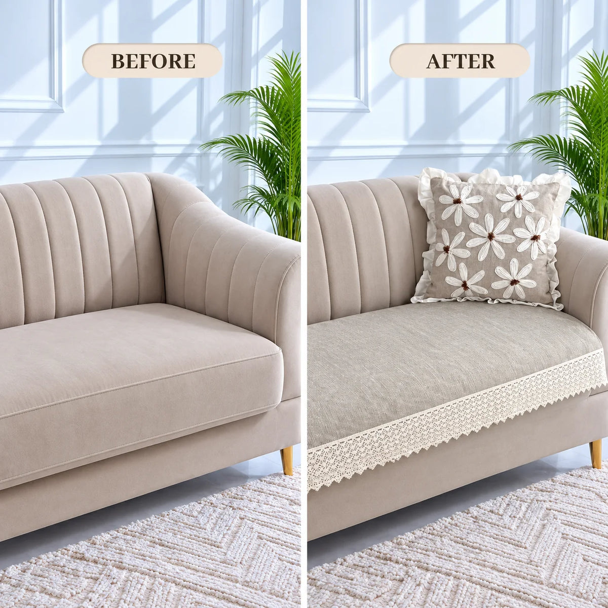 Cotton blend Antiskid Lace Sofa Cover