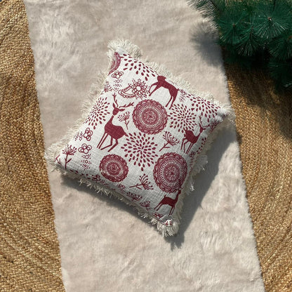 Christmas Themed Cotton Printed Cushion Cover, Size:40cm X 40cm (16" X 16")