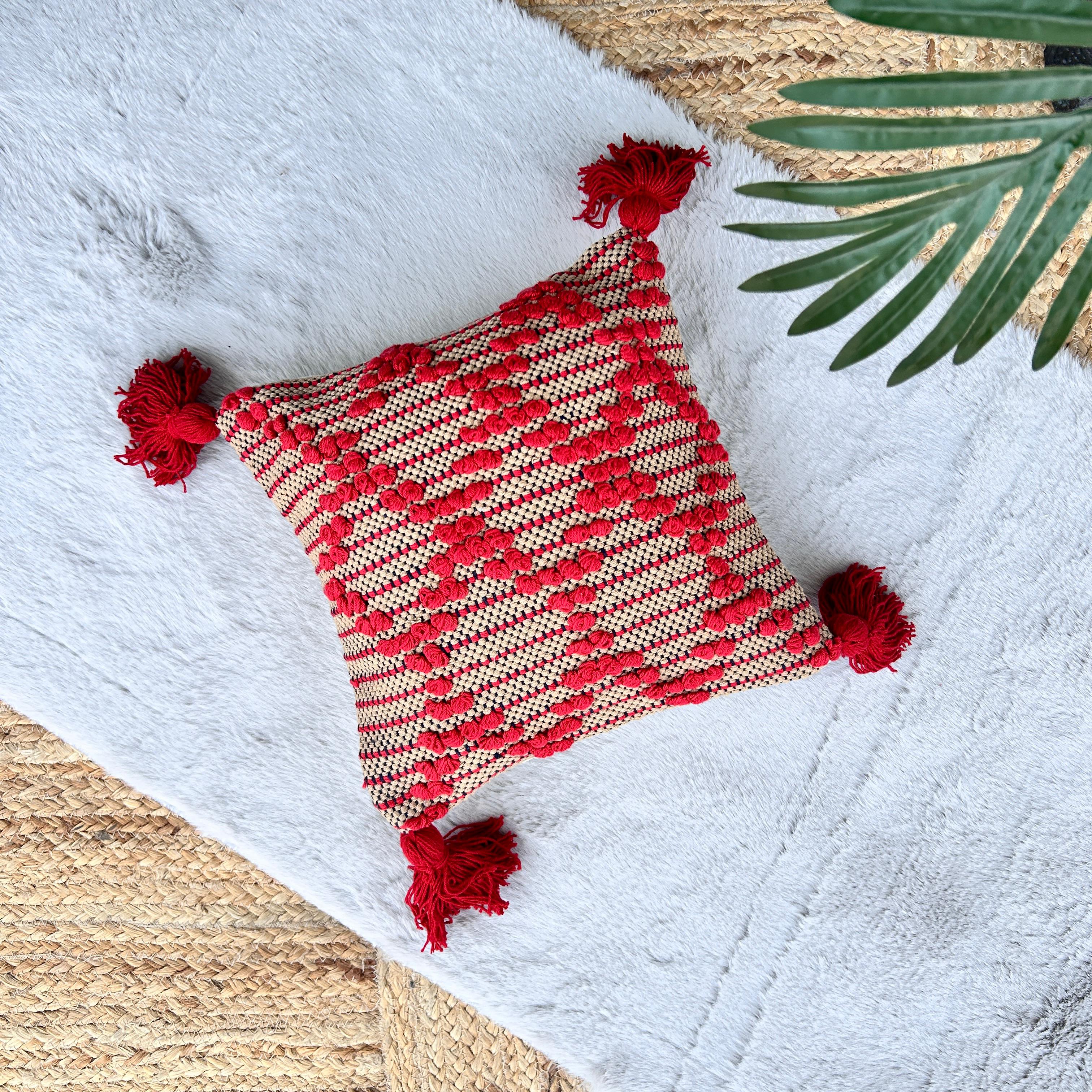Cotton Boho Cushion Cover, 30cm x 30cm (12" x 12")