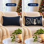 Christmas Themed Slub-Cotton Tufted Cushion Cover, Size:30cm X 50cm (12" X 20")