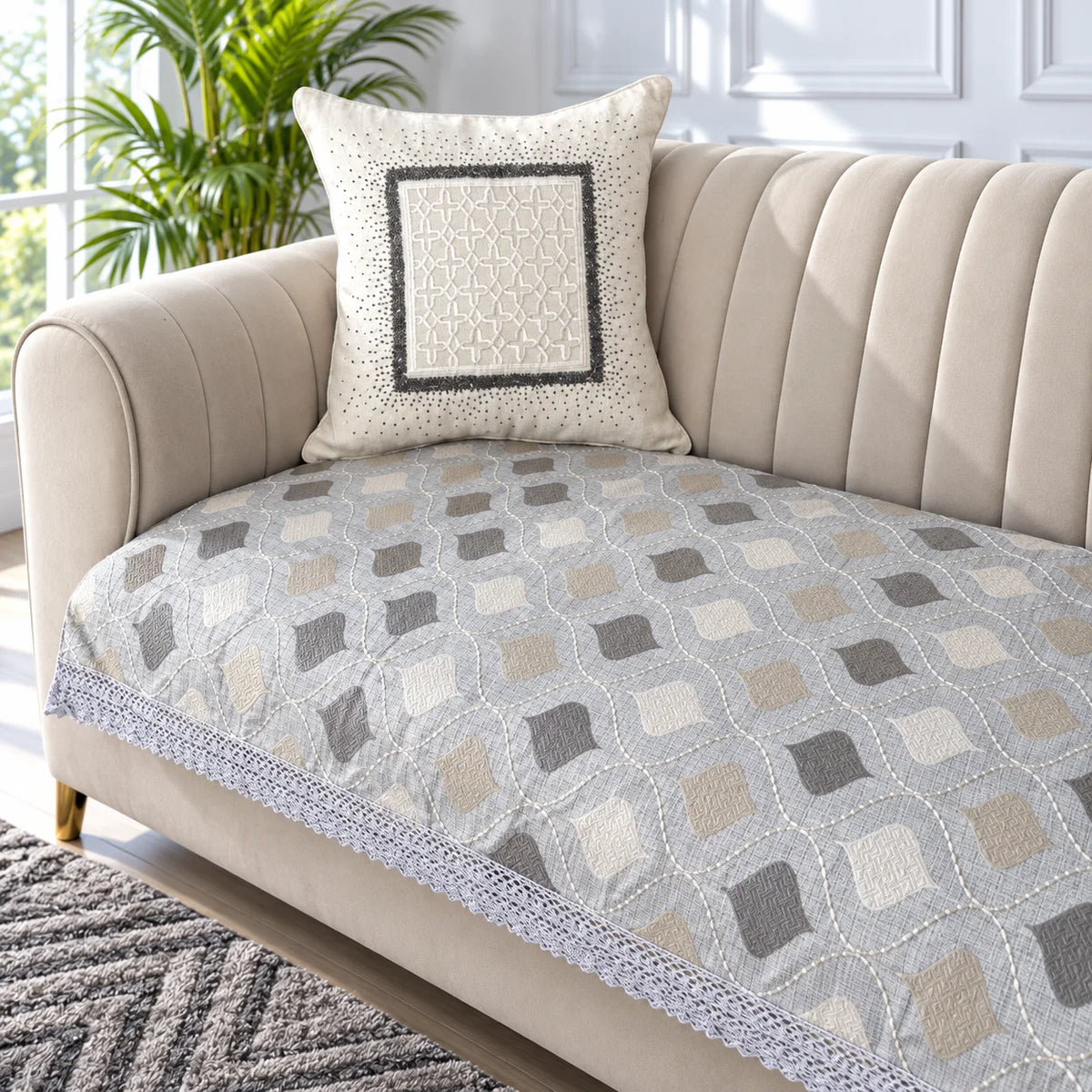 Anti Skid Embroidered Premium Sofa Cover