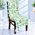 Watercolour Plaid Printed Chair Cover with Tassels
