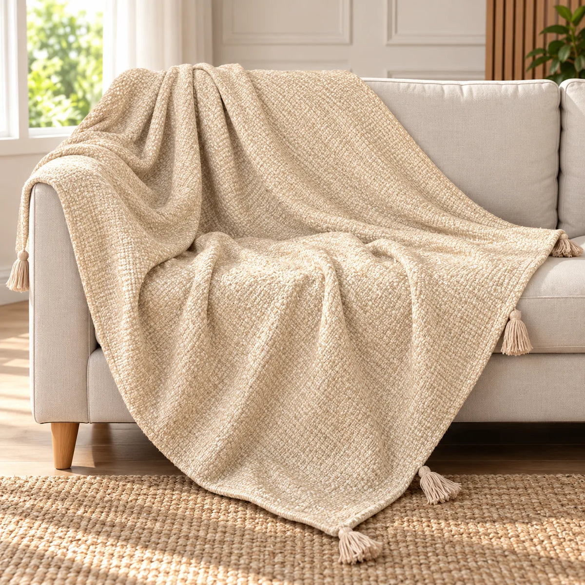 Nude Gold Designer Throw Blanket