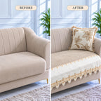 Beige Gold Lace Sofa Cover