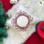 Christmas Themed Cotton Embroidered Cushion Cover, Size:40cm X 40cm (16" X 16")