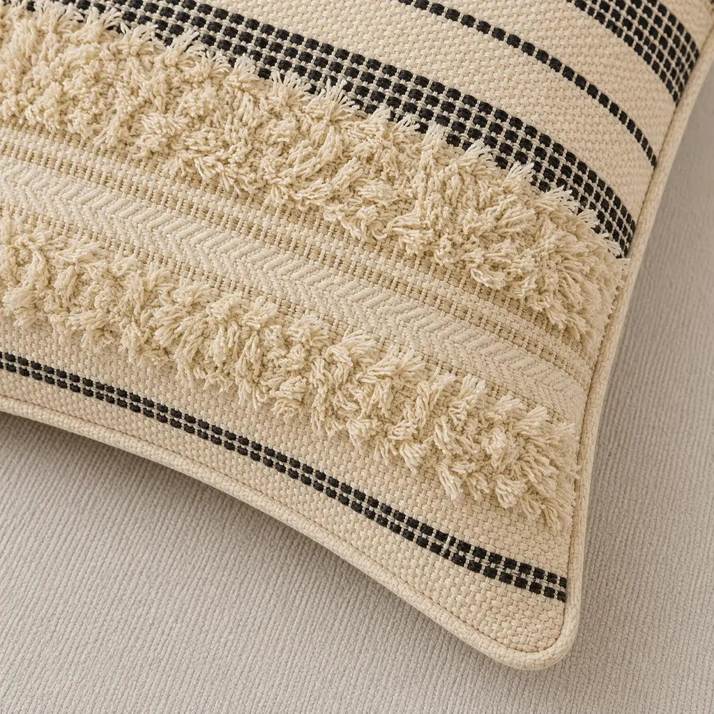 Monochrome boho stripe - Premium Cushion Cover