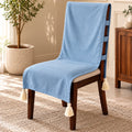 Powder Blue Textured Chair Cover with Tassels