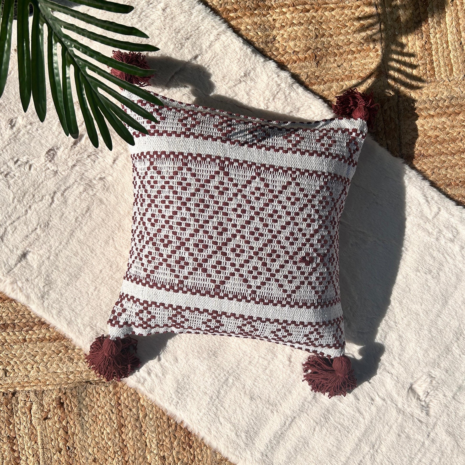 Cotton Boho Cushion Cover, 40cm X 40cm (16" X 16")