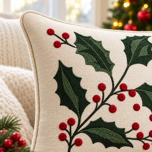Christmas Embroidered Cushion Cover