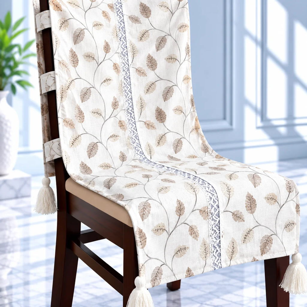 Willow Vine Leaf Pattern Chair Cover with Tassels
