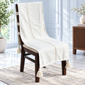 Cozy Winter White Chair Cover with Tassels