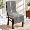LoomCraft Charcoal Grey Textured Chair Cover with Tassels