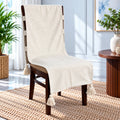 Oatmeal Beige Plain Chair Cover with Tassels