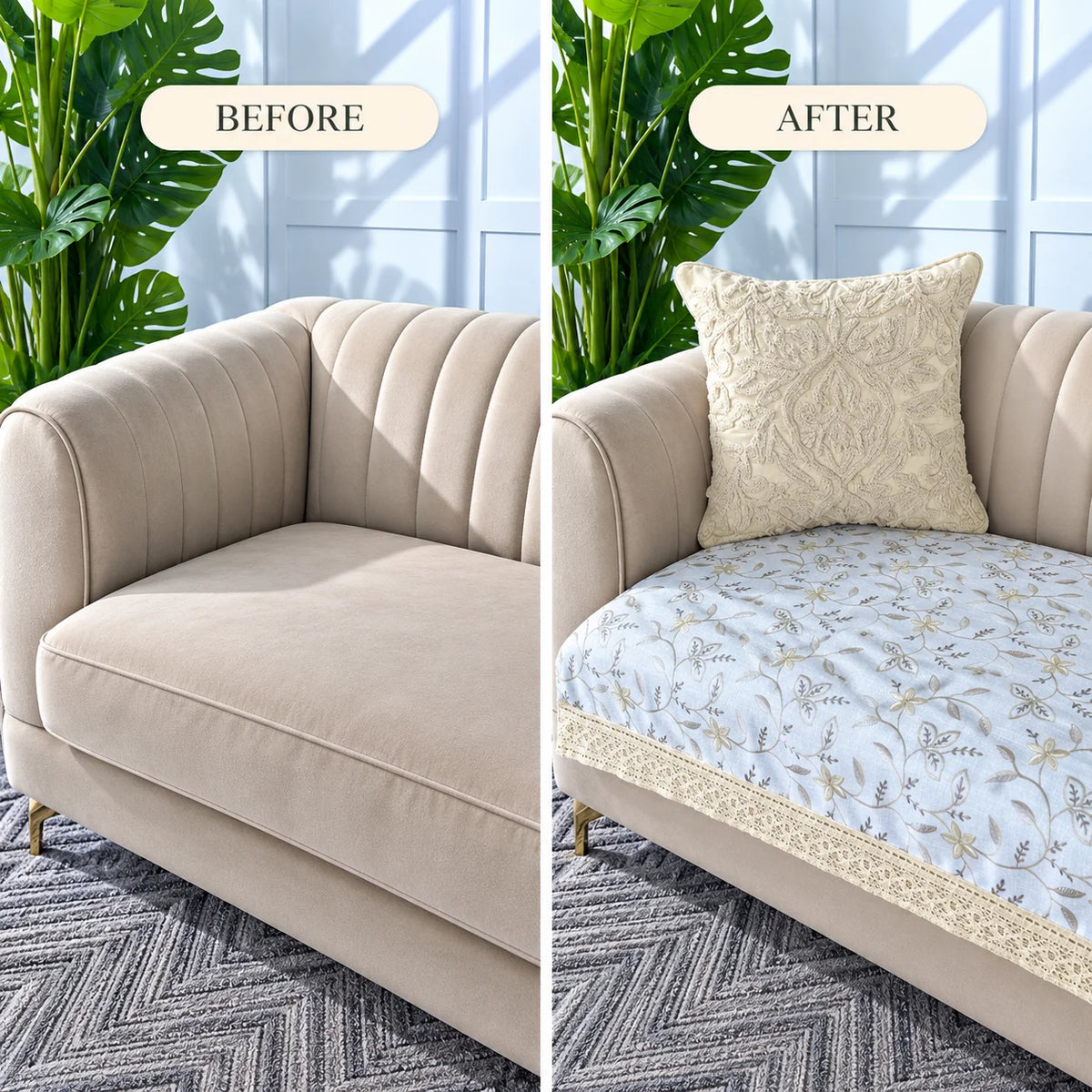 Anti-Skid Embroidery Cotton Sofa Cover