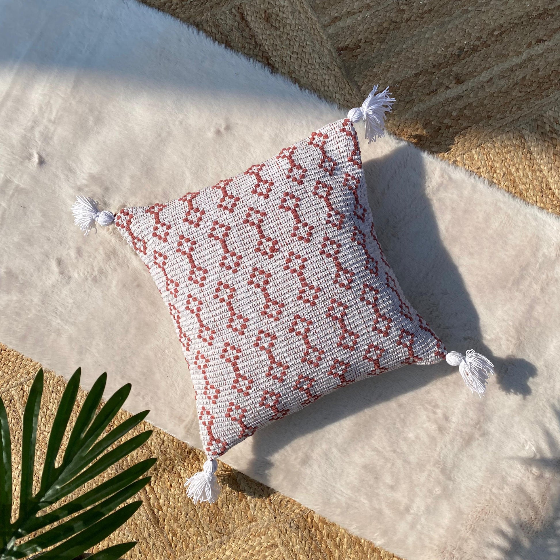 Export House Cotton Boho Cushion Cover -  Size:40cm X 40cm (16" X 16")