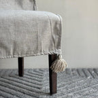Greige Solid Jacquard Chair Cover with Tassels