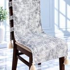 Silver Grey Textured Marbled Chair Cover with Tassels