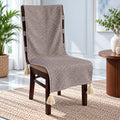 Brown Houndstooth Jacquard Chair Cover with Tassels
