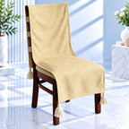 Mustard Yellow Melange Weave Chair Cover with Tassels