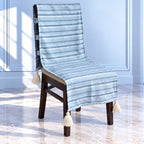 Blue Striped Chair Cover with Tassels