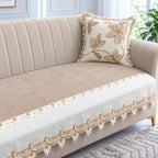 Beige Gold Lace Sofa Cover