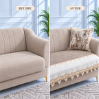 Ivory Gold Lace Jacquard Sofa Cover