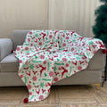 Christmas Themed Cotton Printed Sofa Throw Blanket, Size:127cm X 152cm (50" X 60")