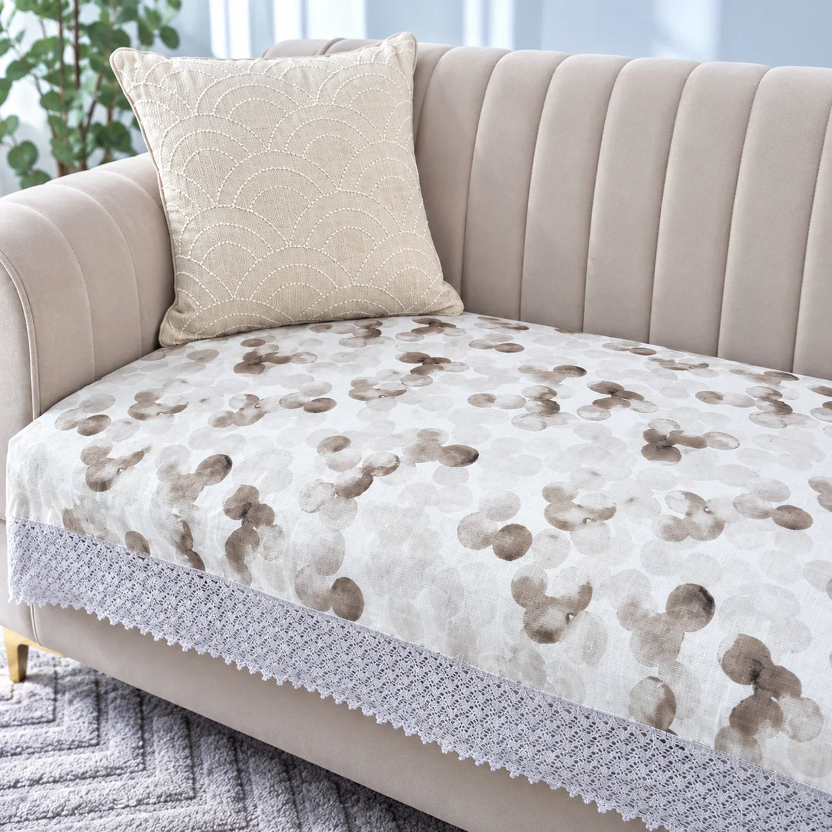 Beige & Coffee Brown Premium Sofa Cover