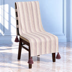 Cream Pinstripe Chair Cover with Maroon Tassels