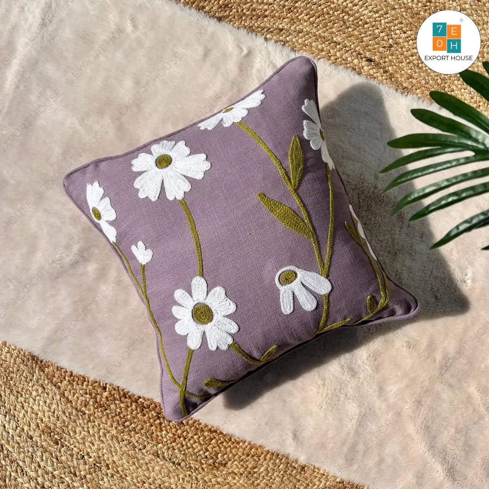 Export House Cotton Embroidered Cushion Cover -  Size:40cm X 40cm (16" X 16")