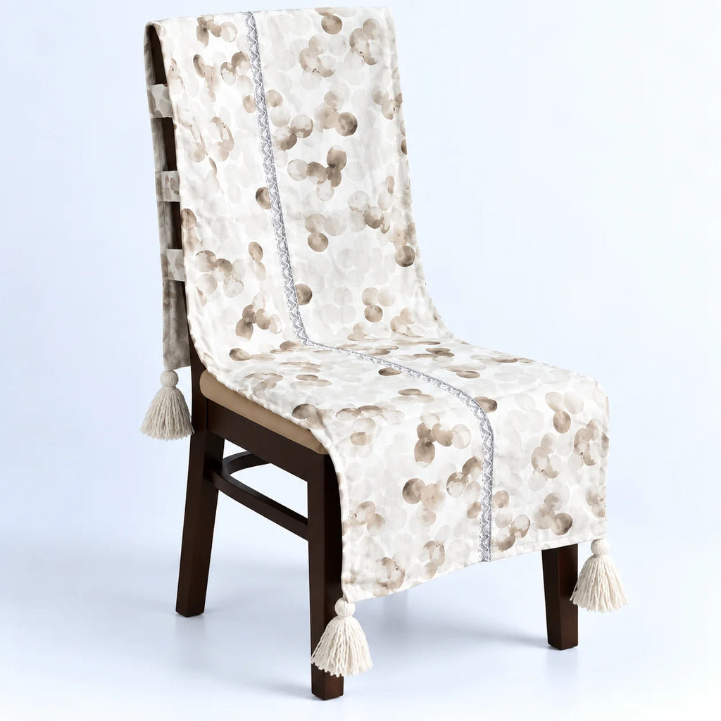 Watercolour Bubble Dots Print Chair Cover with Tassels