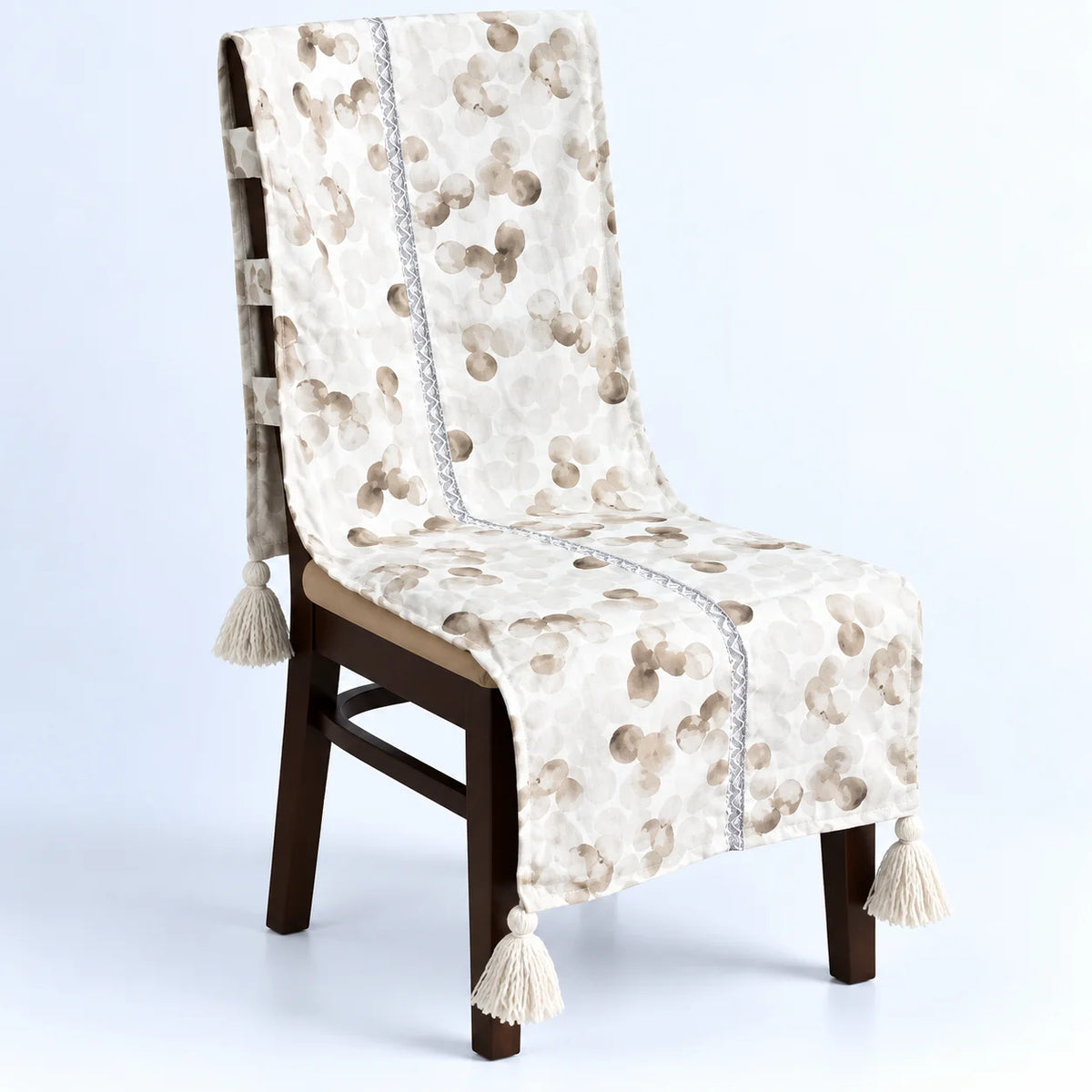 Watercolour Bubble Dots Print Chair Cover with Tassels