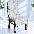 Silver Grey Textured Marbled Chair Cover with Tassels