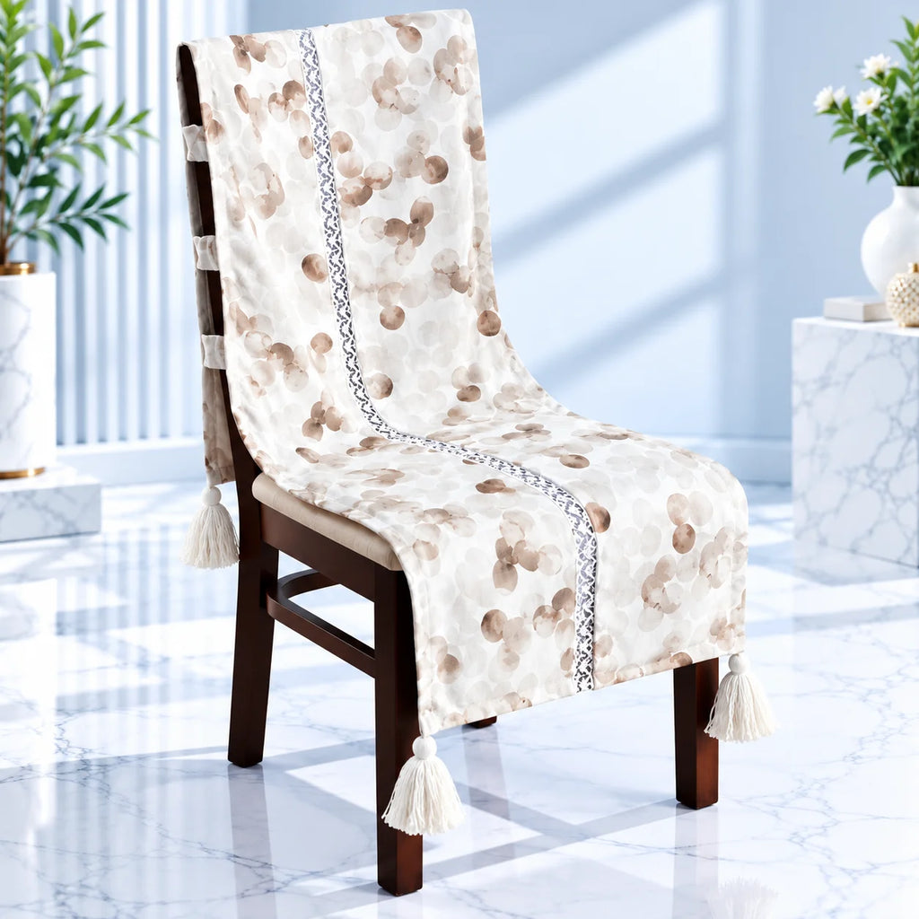 Watercolour Bubble Dots Print Chair Cover with Tassels