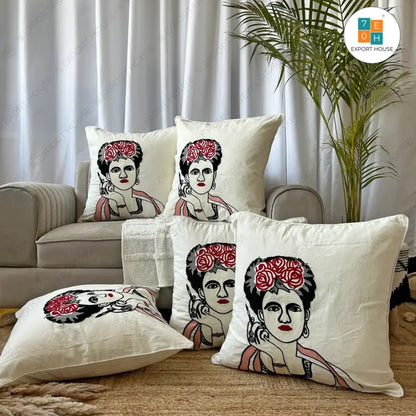 Export House Premium Cotton Embroidered Cushion Cover - Size:60cm X 60cm (24" X 24")