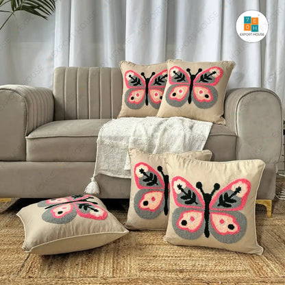 Export House Cotton Embroidered Cushion Cover -  Size:40cm X 40cm (16" X 16")