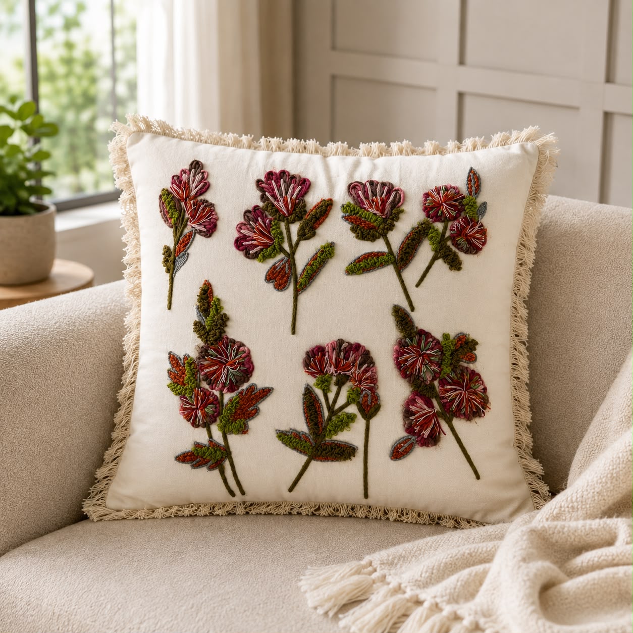 Premium Embroidered Cushion Cover