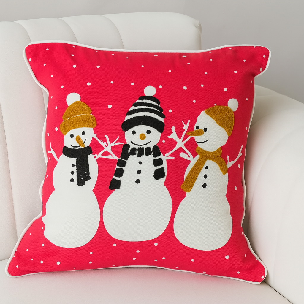 Christmas Themed Cotton Embroidered Cushion Cover, Size:40cm X 40cm (16" X 16")