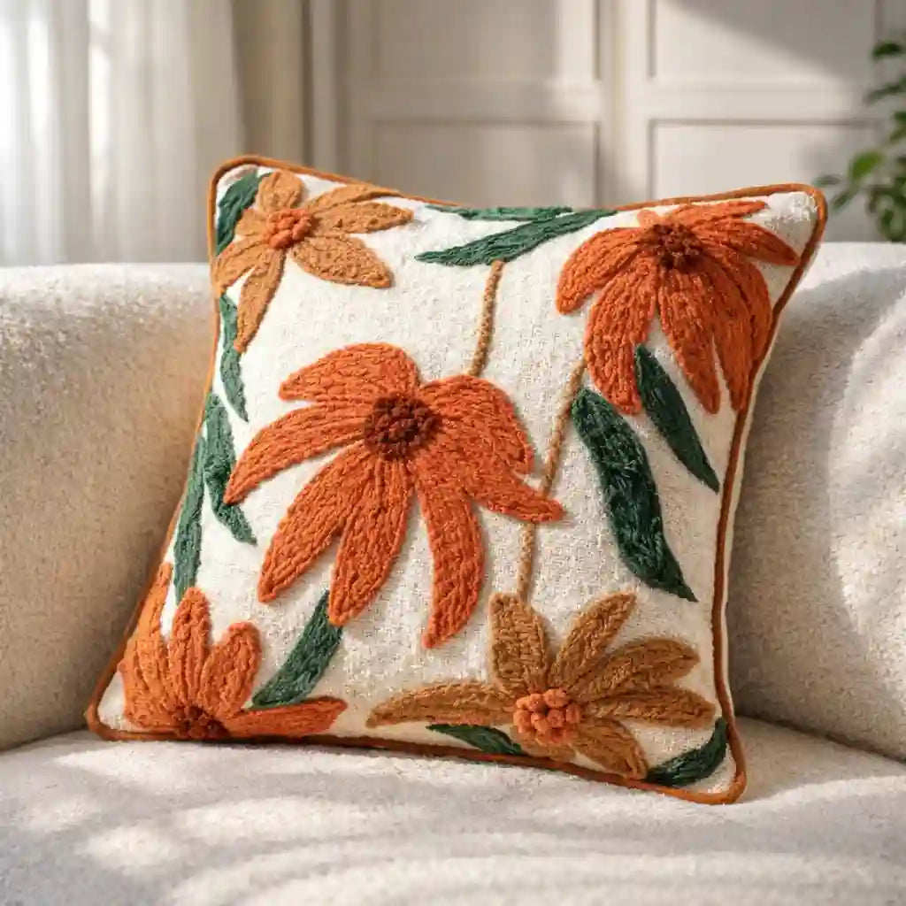 TerraCotta Floral Cushion Cover