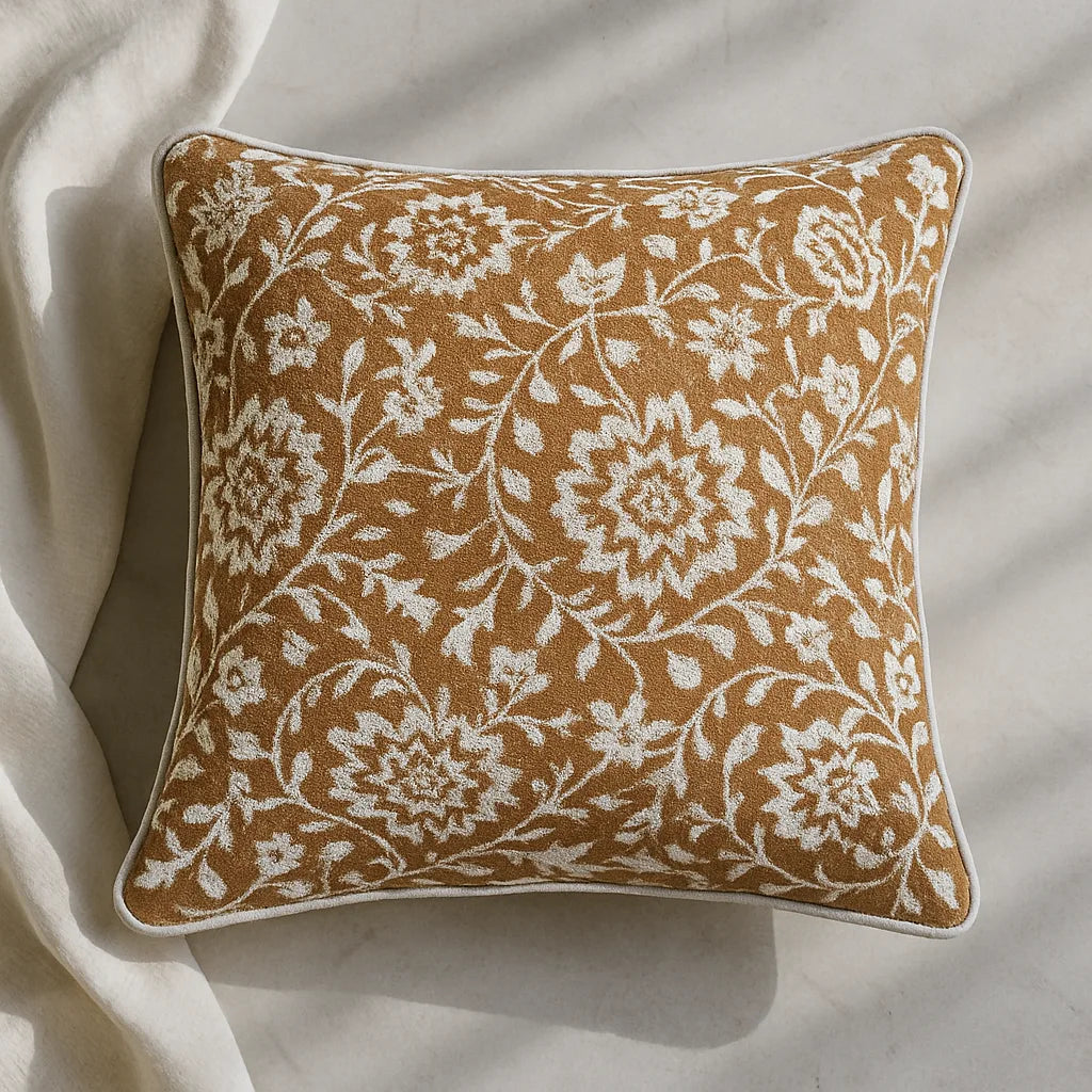 Autumn Bloom - Slub-Cotton Printed Cushion Cover