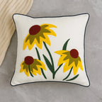 Sunlit Blossoms Cotton Embroidered Cushion Cover