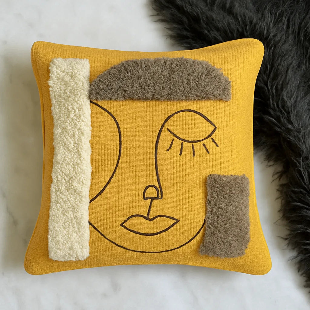 Bohemia Face - Embroidered Premium Cushion Cover