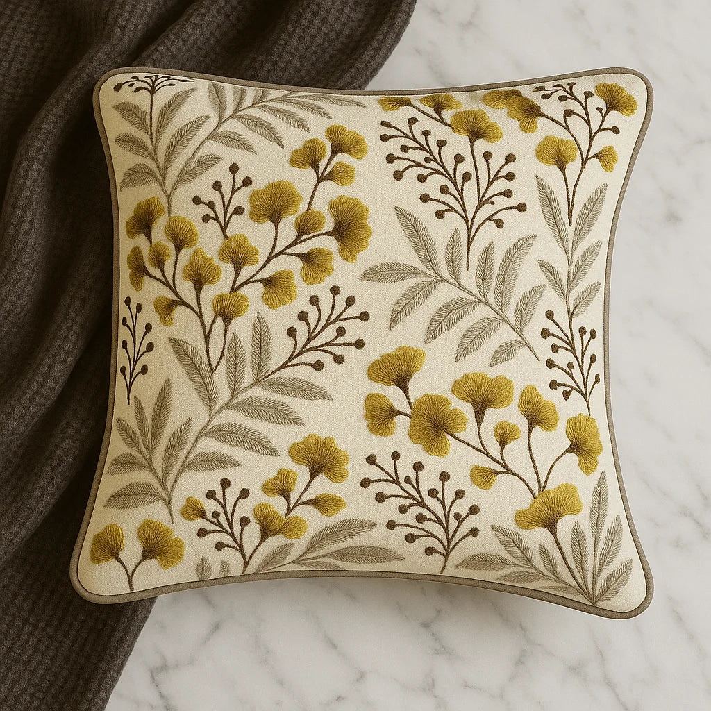 Mustard Meadow- Premium Cushion Cover
